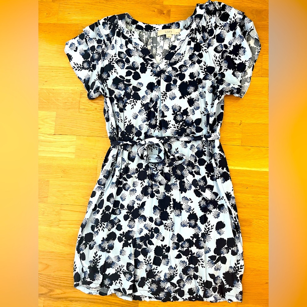 LOFT Black V-Neck Midi Dress with Flutter Sleeves